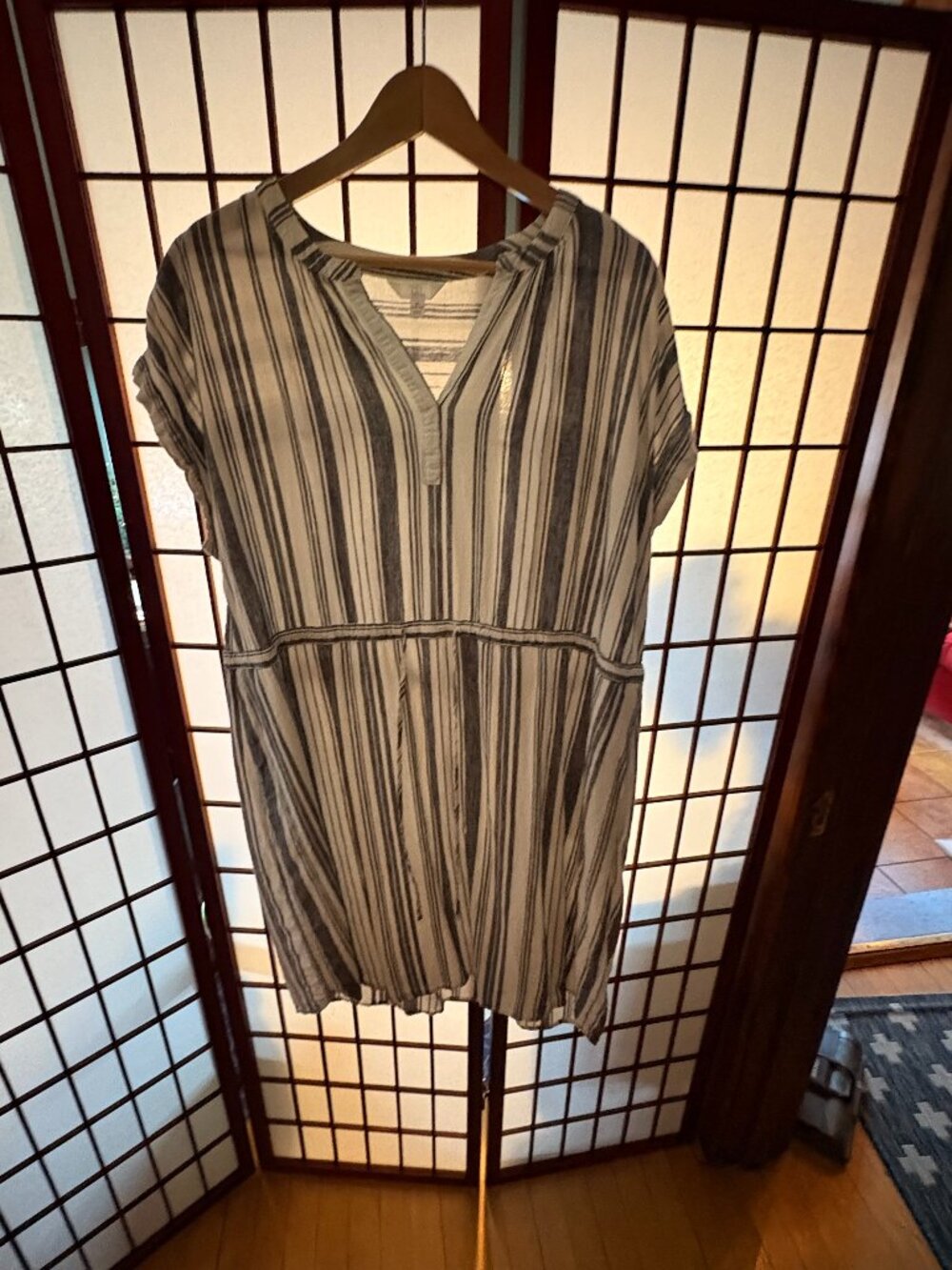 Time and Tru Linen Striped Dress with Pockets